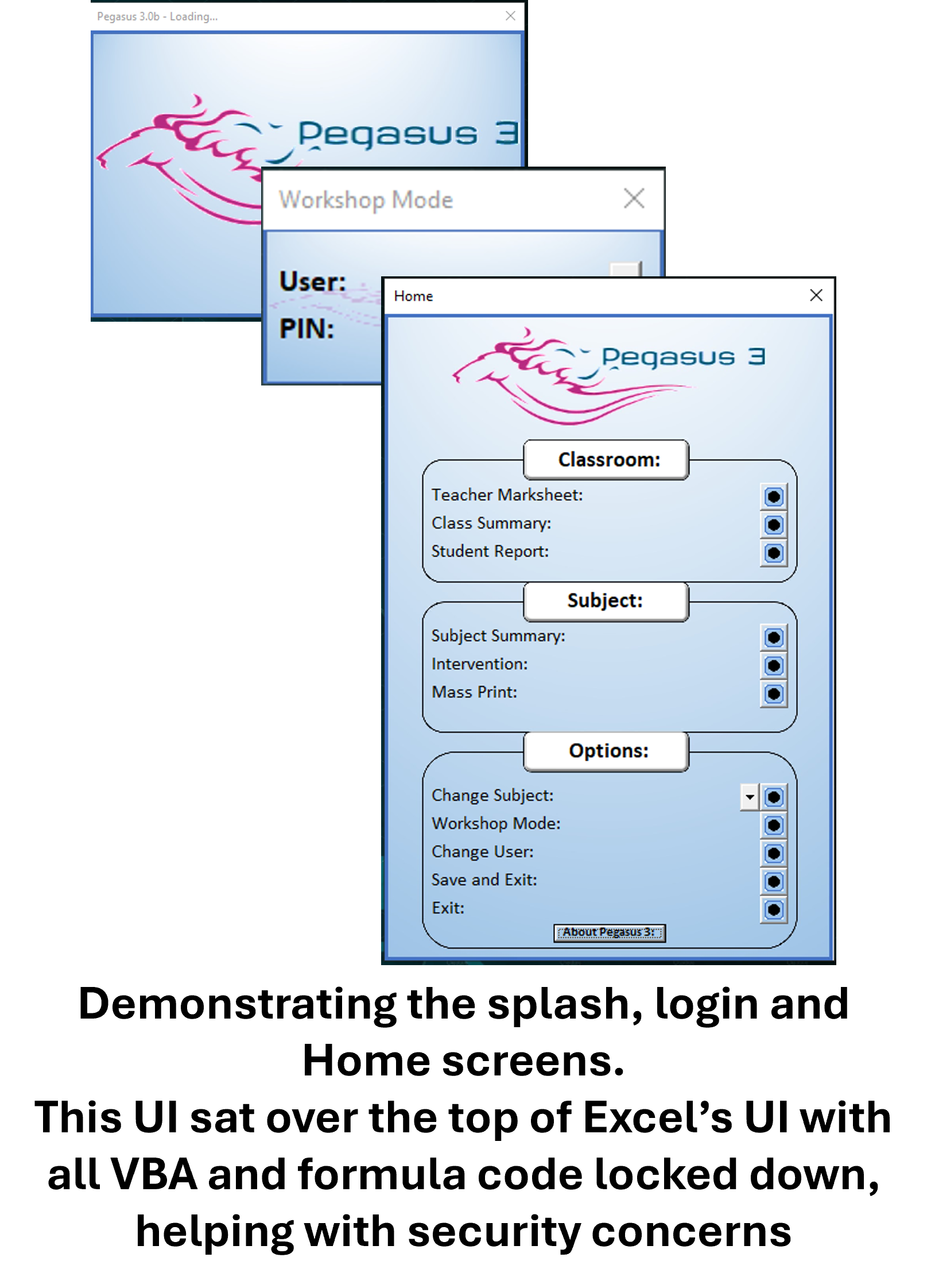 Pegasus Login Screens